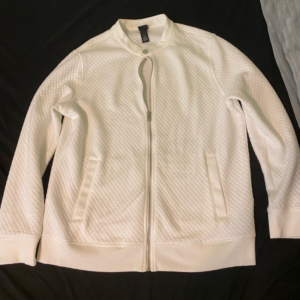 H&M zip up white jacket